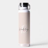 Moderne roségraye Schriftzug-Monogramm-Name Trinkflasche (Rückseite)