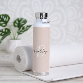 Moderne roségraye Schriftzug-Monogramm-Name Trinkflasche