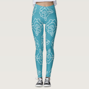 Moderne Rosen auf hell Türkis Leggings