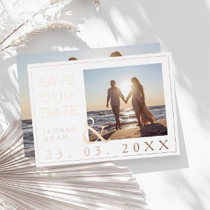 Moderne Rosen-Gold-Foto-Save-the-Date-Karte Folieneinladung