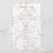 Moderne Rosen-Gold-Marmor-Hochzeits-Programm zum k Flyer (Hinten)