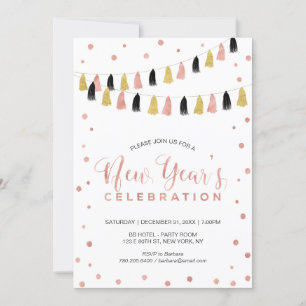 Moderne Rosen-Gold-Silvesterparty Einladung