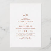 Moderne Rosen-Goldfolie Schrift Monogramm Hochzeit Folieneinladung (Vorderseite)