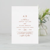Moderne Rosen-Goldfolie Schrift Monogramm Hochzeit Folieneinladung (Stehend vorne)