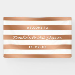 Moderne Rosen-Goldfolie Streifen Brautparty Willko Banner