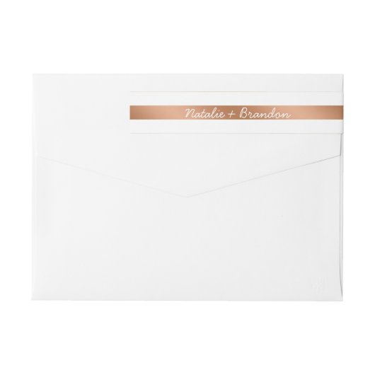 Moderne Rosen-Goldfolie-Streifen Monogramm-Hochzei (Rückseite)