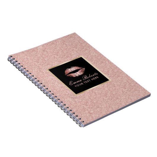 Moderne Rosen-GoldGlitzer-Lippen elegant Notizblock (Rechte Seite)