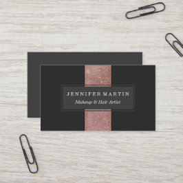 Moderne Rosen-GoldGlitzer-Schwarz-Farbblöcke Visitenkarte