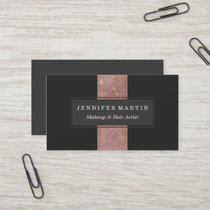 Moderne Rosen-GoldGlitzer-Schwarz-Farbblöcke Visitenkarte
