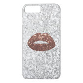 Moderne Rosen-Goldlippenchic-SilberSequins Case-Mate iPhone Hülle (Rückseite)