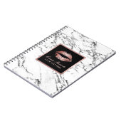 Moderne Rosen-Goldlippeneleganter weißer Marmor Notizblock (Linke Seite)