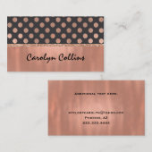 Moderne Rosen-Goldpolka-Punkt-Geschäfts-Karte Visitenkarte (Vorne/Hinten)