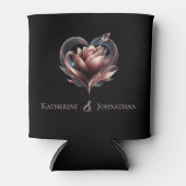 Moderne Rosenblüte mit Herz Dosenkühler (Vorderseite)