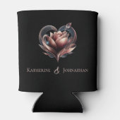 Moderne Rosenblüte mit Herz Dosenkühler (Rückseite)