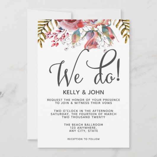 Moderne Rosenblüte - wir laden Sie zu Hochzeiten e Einladung (Vorderseite)