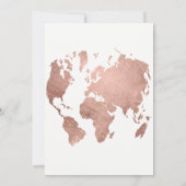 Moderne Rosengoldchic-Weltkartenhochzeit Einladung (Rückseite)