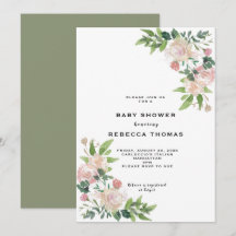 Moderne Rosengrün Babydusche Einladung