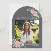Moderne Rosenschrift Foto Abschluss Einladung (Rückseite)