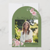 Moderne Rosenschrift Foto Abschluss Einladung (Rückseite)