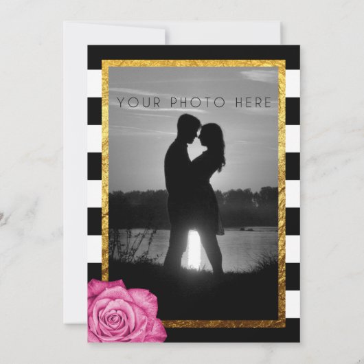 Moderne Rosenstöcke Imitate Goldfolie Einladung (Rückseite)