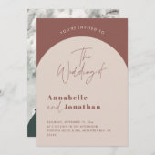 Moderne Rost grüne Drehbuch Foto Hochzeit Einladung (Vorne/Hinten)