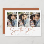 Moderne Rost Terracotta Save the Date handschriftl (Vorne/Hinten)