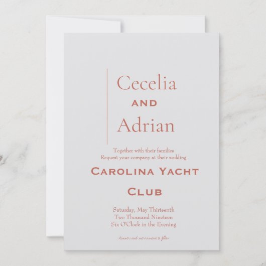 Moderne Rosthochzeit Einladung (Vorderseite)