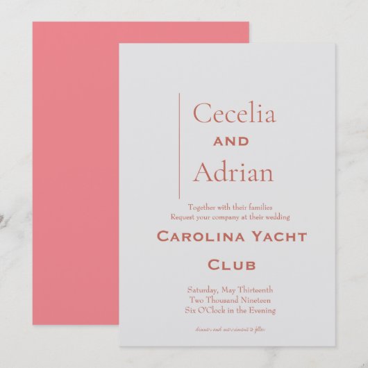 Moderne Rosthochzeit Einladung (Vorne/Hinten)