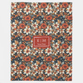 Moderne rostige Blume mit individuelle Name Fleecedecke (Vorderseite)