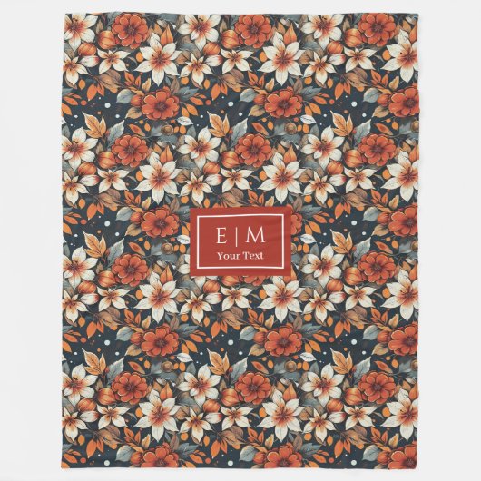 Moderne rostige Blume mit individuelle Name Fleecedecke (Vorderseite)