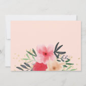 Moderne röstliche Rosa florale Girly Gold Mutter T Einladung (Rückseite)