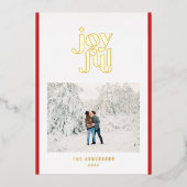 Moderne Rot 1 Foto Folien Feiertagskarte (Vorderseite)