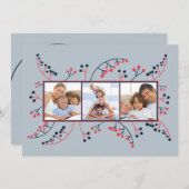 Moderne Rot-Blau-Beeren Foto Weihnachten (Vorne/Hinten)