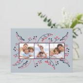 Moderne Rot-Blau-Beeren Foto Weihnachten (Stehend Vorderseite)