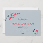 Moderne Rot-Blau-Beeren Foto Weihnachten (Rückseite)