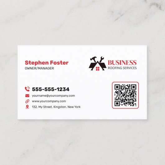 Moderne Rot-Experte zuverlässige Dachdeckerreparat Visitenkarte (Rückseite)