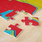 Moderne Rot-Gelb-Blau-Blütenfarben Abstrakt Puzzle (Seite)