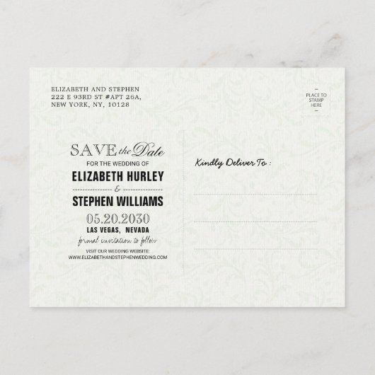 Moderne Rot-Gold-Blumenrahmen-Hochzeit retten das Ankündigungspostkarte (Rückseite)