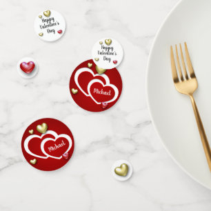 Moderne Rot-Gold-Valentinstag-Herzen Konfetti