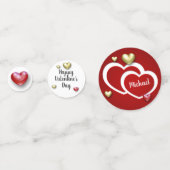 Moderne Rot-Gold-Valentinstag-Herzen Konfetti (Rückseiten)