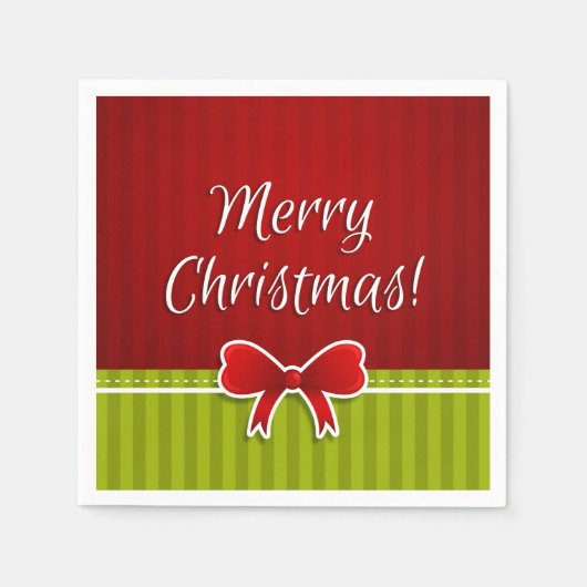 Moderne Rot Grün frohe Weihnachtstypografie Serviette (Vorderseite)