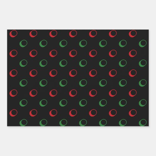 Moderne rot-grüne schwarze Polka Punkte Weihnachte Geschenkpapier Set (Vorderseite 2)