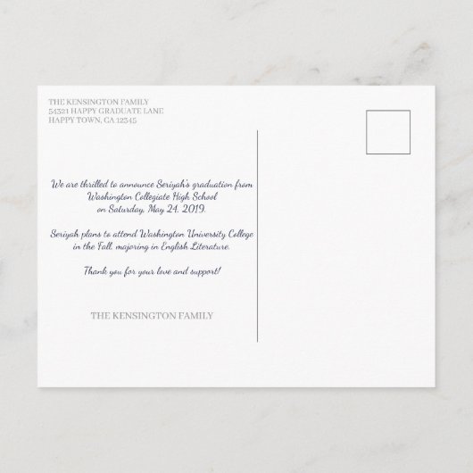 Moderne Rot, jedes Jahr Abschluss 4 Foto Postkarte (Rückseite)