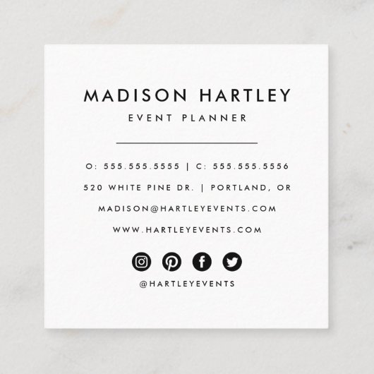 Moderne Rot & Magentrosa Wasserfarbe Quadratische Visitenkarte (Rückseite)