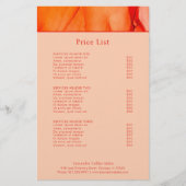 Moderne Rot Orange Abstrakte Elegante Preisliste (Vorderseite)