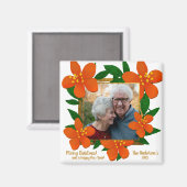 Moderne Rot-Orange-Foto-Blumenrahmen Magnet (Vorderseite/Rückseite)