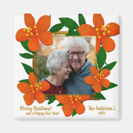 Moderne Rot-Orange-Foto-Blumenrahmen Magnet