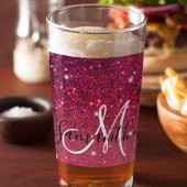 Moderne Rot-Rosa-Glitzer-Glitzern Name Glas