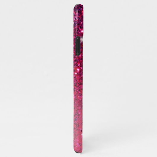 Moderne Rot-Rosa-Glitzer-Glitzern Name iPhone Hülle (Rechte Seite)