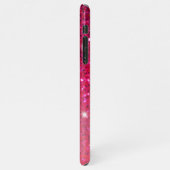 Moderne Rot-Rosa-Glitzer-Glitzern Name iPhone Hülle (Linke Seite)